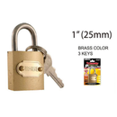 1 inch 1" Brass Padlock with 3 Keys (25mm)