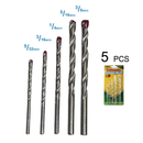 5-Piece Masonry Drill Bit Set Assorted Sizes