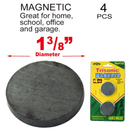 4 Count 1-3/8 Inch Heavy Duty Round Magnets for Home, Office & Garage