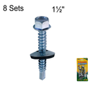 8 Pack 1 1/2 inch Self Drilling Metal Screws with Sealing Washer