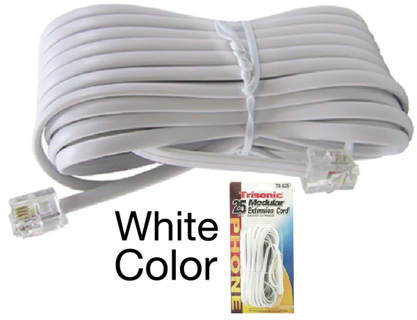 25' White Telephone Extension Cord