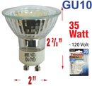 35 Watt GU10 Bi-Pin Base Clear Halogen Bulb (120v)