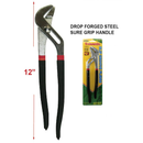 12" Tongue & Groove Pliers - Drop Forged Steel - Sure Grip Handle