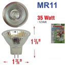 35 Watt MR11 Bi-Pin Base Clear Wide Beam Halogen Bulb (12v) 2 Bulbs