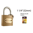1 1/4 inch 1.25" Brass Padlock with 3 Keys (32mm)
