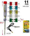 Auto Fuses (ATC Fuses) 3/4" Size - 10A to 30A - 10 Pieces + Tester