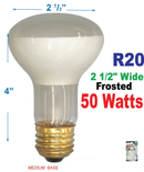 50 Watt Frosted Reflector Flood Bulb 120V R20 625 Lumen Medium Base