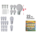 22 Piece Wall Mounting Hooks Assortment with Nails and Screws