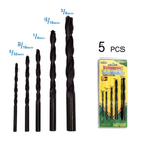 5-Piece Twist Drill Bit Set Assorted Sizes