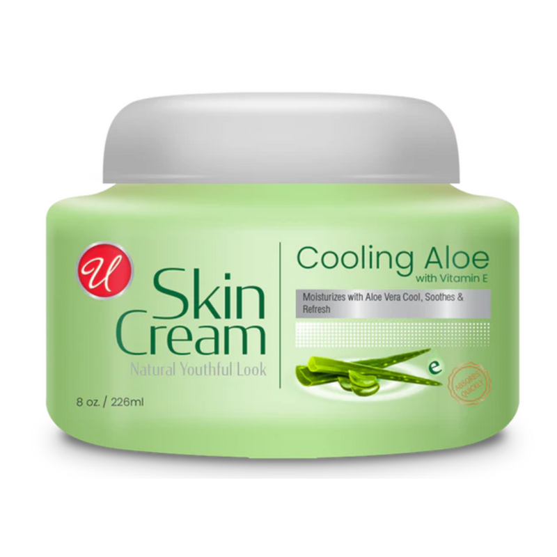 Cooling Aloe Skin Cream w/ Vitamin E - Natural Youthful Look, 8oz.