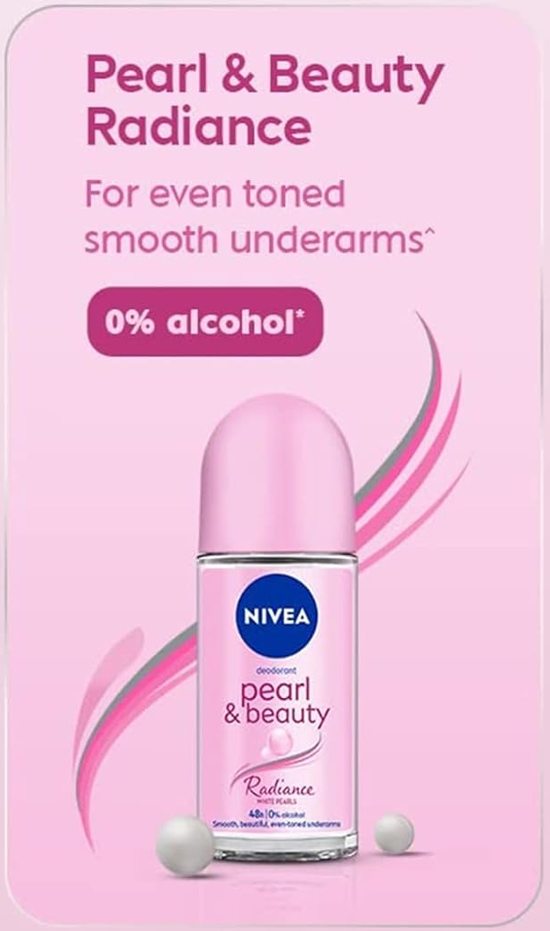 Nivea Pearl & Beauty Roll-On Deodorant, 1.7oz (50ml) (Pack of 12)