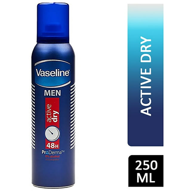 Vaseline Men Active Dry Anti-Perspirant Deodorant Spray, 250ml (Pack of 3)