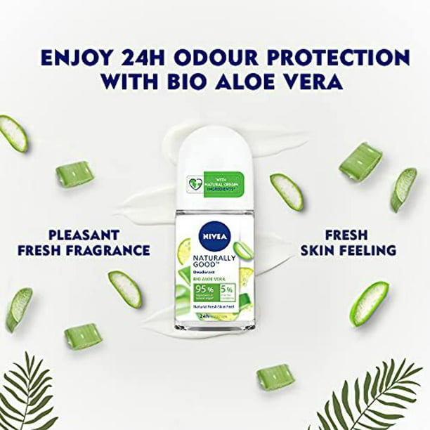 Nivea Naturally Good Bio Aloe Vera Deodorant, 1.7oz(50ml) (Pack of 12)
