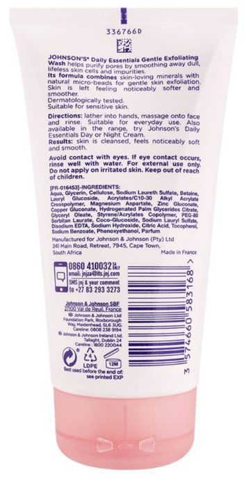 Johnson's Face Care Daily Essentials Gentle Exfoliating Wash, 150ml (Pack of 12)