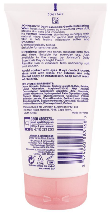 Johnson's Face Care Daily Essentials Gentle Exfoliating Wash, 150ml (Pack of 3)