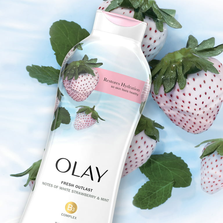 Olay Fresh Outlast Body Wash With White Strawberry & Mint, 700ml (Pack of 2)