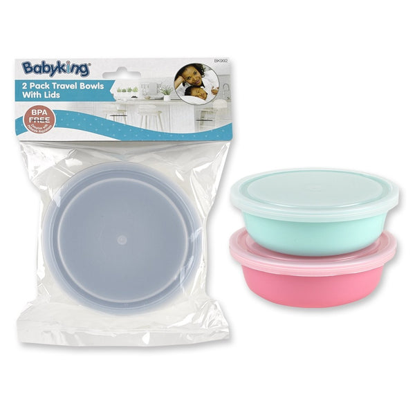 2 Pack Baby Travel Bowls With Lids - BPA Free