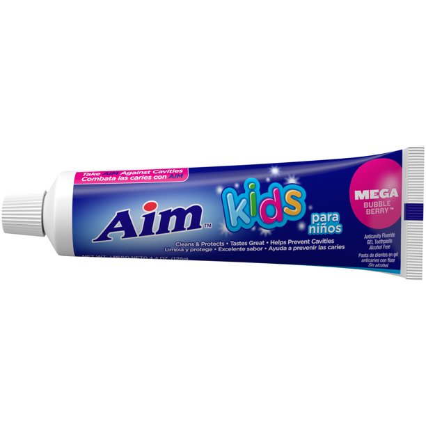 Aim Kids Mega Bubble Berry Anticavity Gel Toothpaste, 4.4oz (125g) (Pack of 2)
