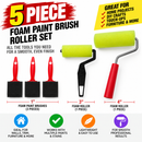 5 Piece Foam Paint Brush & Roller Set – Assorted Sizes