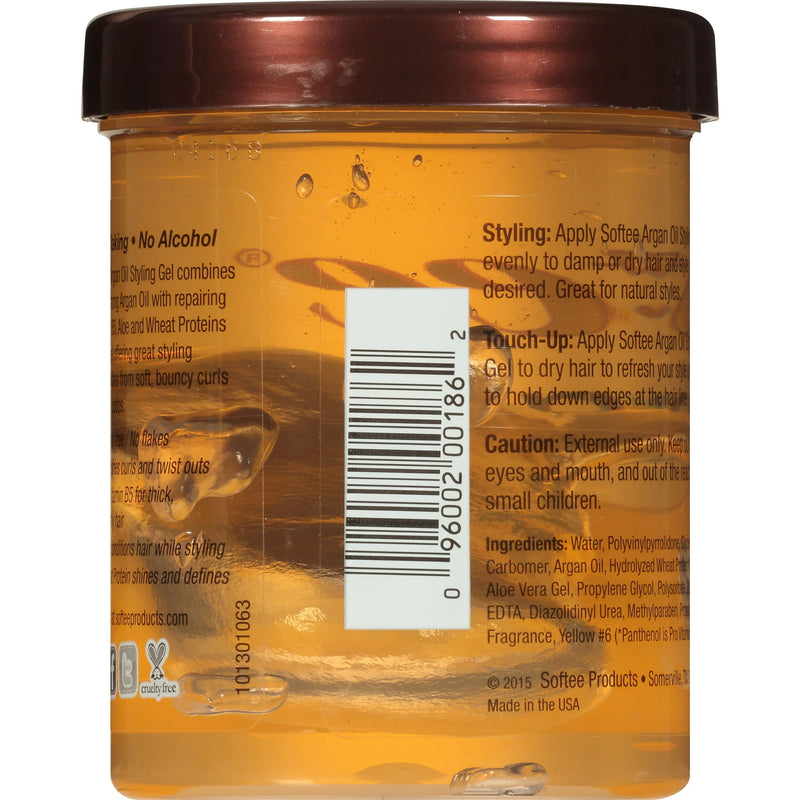 Softee Argan Oil Styling Gel w/ Vitamin A, E, & B5, 8oz. (227g)