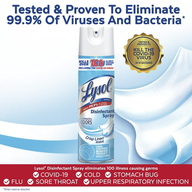 Lysol Disinfectant Spray - Crisp Linen Scent, 19oz. (Pack of 3)