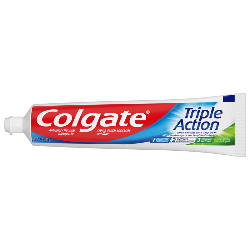 Colgate Triple Action Original Mint Toothpaste, 2.5oz (70g) (Pack of 2)