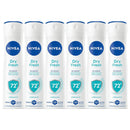 6 Pack x Nivea Dry Fresh 72 Hour Antibacterial Anti-Perspirant Spray, 200ml