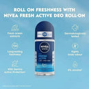 2 Pack x Nivea Men Fresh Active 72H Anti-Perspirant Roll-On, 1.7oz (50ml)
