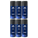 6 Pack x Adidas UEFA Champions Deodorant Body Spray, 150ml