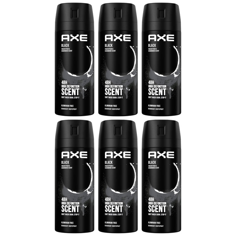6 Pack x Axe Black Frozen Pear & Cedarwood Deodorant Body Spray, 150ml (5oz)