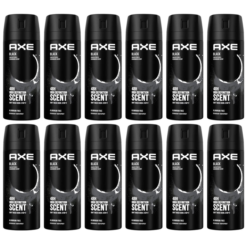 12 Pack x Axe Black Frozen Pear & Cedarwood Deodorant Body Spray, 150ml (5oz)