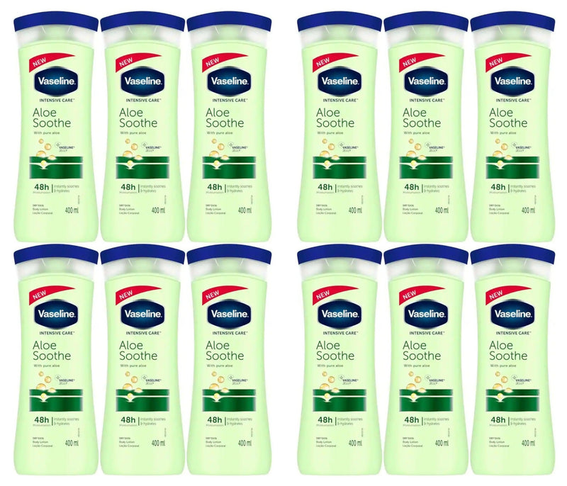Vaseline Intensive Care Aloe Soothe Body Lotion, 400ml (Pack of 12)