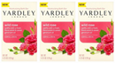 Yardley London Wild Rose Moisturizing Bath Bar Soap, 4.25oz. (120g) (Pack of 3)