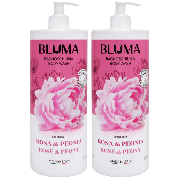 Bluma Bagnoschiuma Body Wash - Rose & Peony (Made in Italy), 33.8oz (Pack of 2)