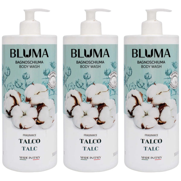 Bluma Bagnoschiuma Body Wash - Talc (Made in Italy), 33.8oz (Pack of 3)