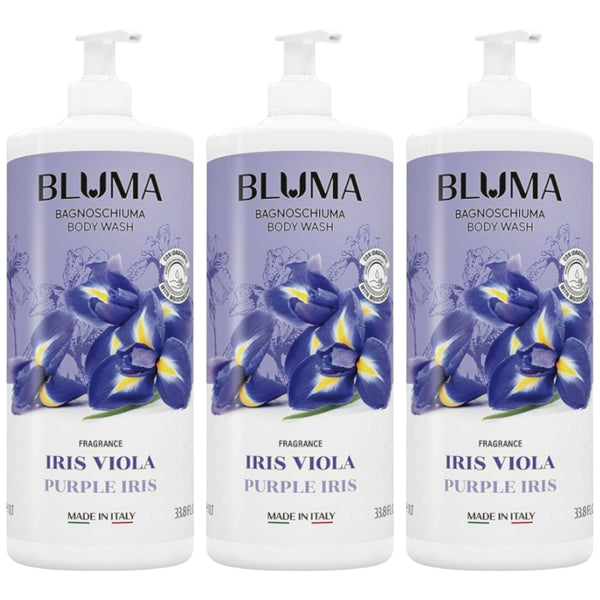 Bluma Bagnoschiuma Body Wash - Purple Iris (Made in Italy), 33.8oz (Pack of 3)