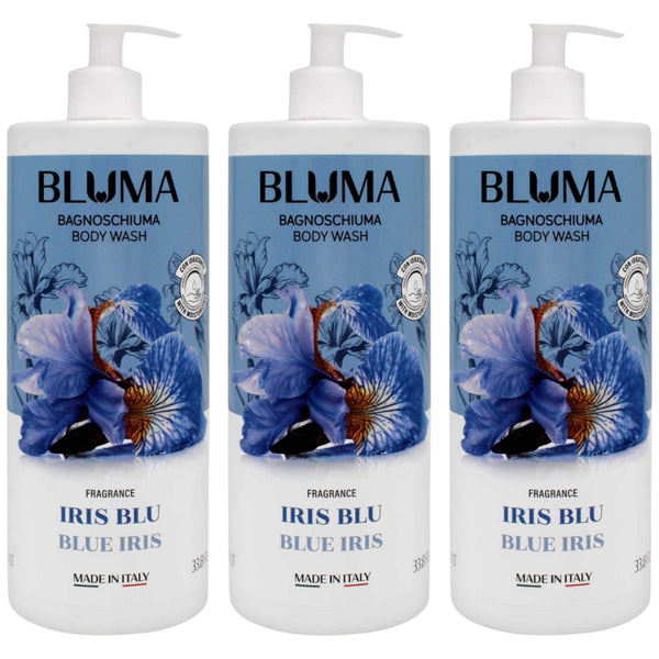 Bluma Bagnoschiuma Body Wash - Blue Iris (Made in Italy), 33.8oz (Pack of 3)