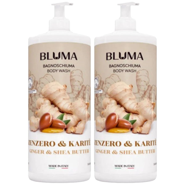 Bluma Bagnoschiuma Body Wash - Ginger & Shea Butter (Italy), 33.8oz (Pack of 2)