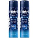 Nivea Men Fresh Active 48 Hour Deodorant Spray, 5oz (150ml) (Pack of 2)