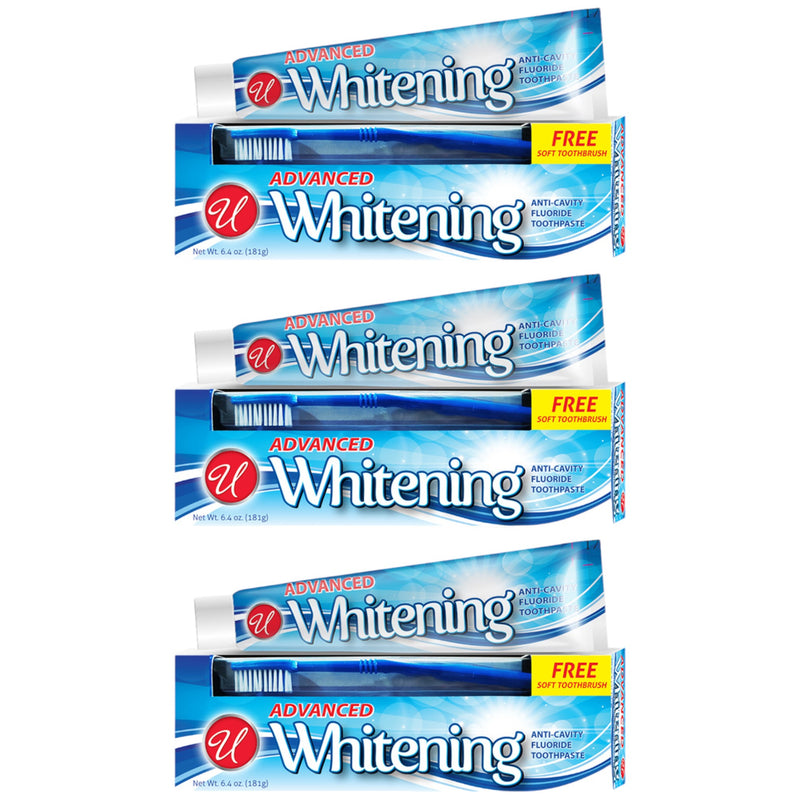 Advanced Whitening Anti-Cavity Fluoride Toothpaste, 6.4oz (181g) (Pack of 3)