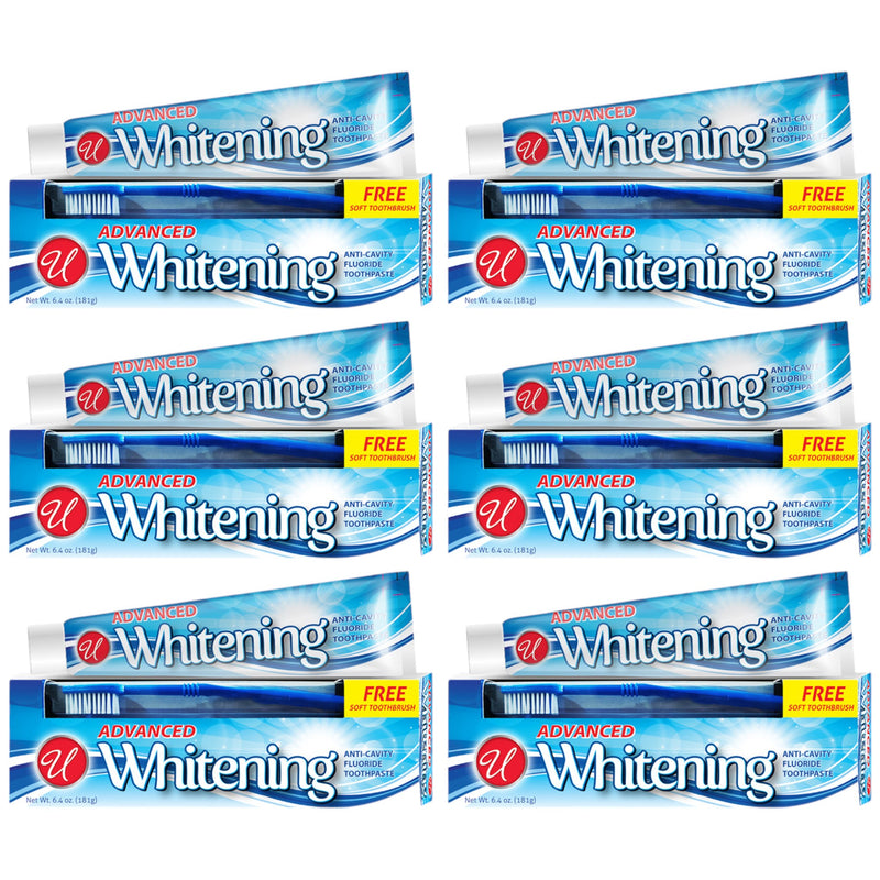Advanced Whitening Anti-Cavity Fluoride Toothpaste, 6.4oz (181g) (Pack of 6)