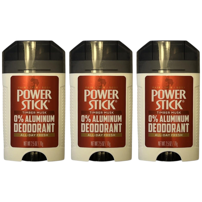 Power Stick Timber Musk 0% Aluminum All Day Fresh Deodorant, 2.5oz. (Pack of 3)