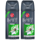 Invigorating Fresh Scent 24 Hour Body Spray For Men, 3.5oz (150ml) (Pack of 2)
