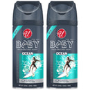 Invigorating Ocean Scent 24 Hour Body Spray For Men, 3.5oz. (150ml) (Pack of 2)