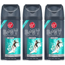Invigorating Ocean Scent 24 Hour Body Spray For Men, 3.5oz. (150ml) (Pack of 3)