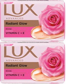 LUX Radiant Glow Bar Soap With Rose & Vitamin C + E, 75g (2.65oz) (Pack of 2)