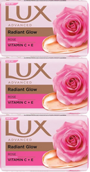 LUX Radiant Glow Bar Soap With Rose & Vitamin C + E, 75g (2.65oz) (Pack of 3)