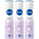 Nivea Double Effect 72 Hour Anti-Transpirant Spray, 6.76oz. (200ml) (Pack of 3)