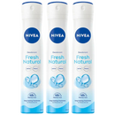 Nivea Fresh Natural 48 Hour Anti-Bacterial Spray, 6.76oz. (200ml) (Pack of 3)
