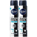 Nivea Men Black & White Invisible Fresh 72H Spray, 6.76oz. (200ml) (Pack of 2)